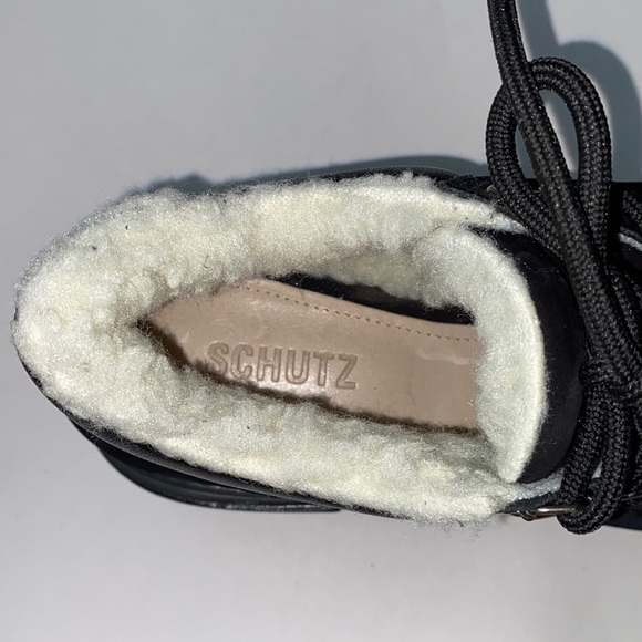Schutz‎ Lucille boots Faux Shearling Lined Platform lug black NEW 8 - Picture 4 of 6